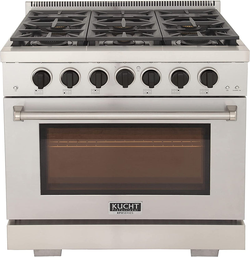 Kucht 36-Inch Gas Range in Stainless Steel with Black Knob (KFX360-K)