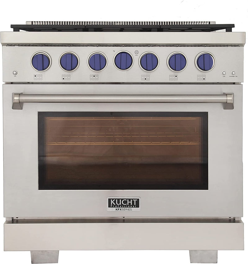 Kucht 36-Inch Gas Range in Stainless Steel with Blue Knob (KFX360-B)