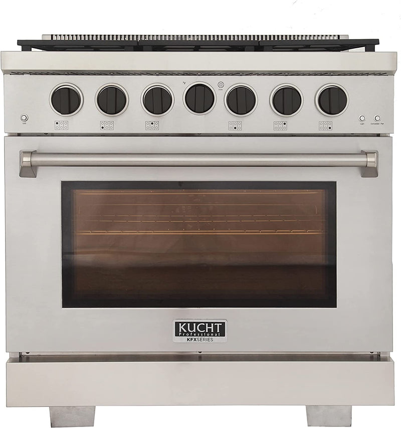 Kucht 36-Inch Gas Range in Stainless Steel with Black Knob (KFX360-K)