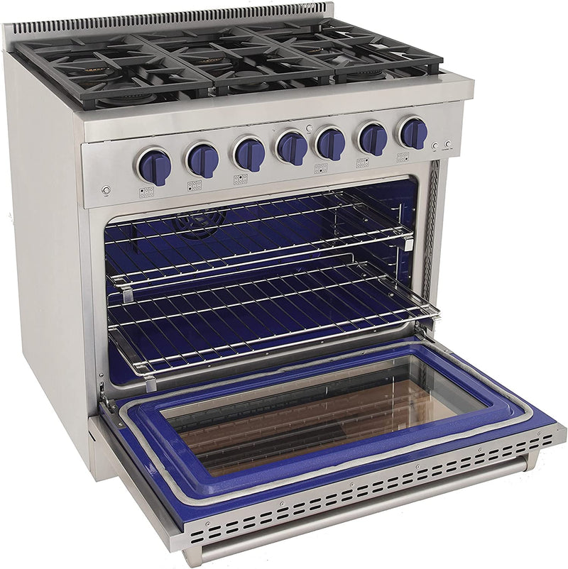 Kucht 36-Inch Gas Range in Stainless Steel with Blue Knob (KFX360-B)