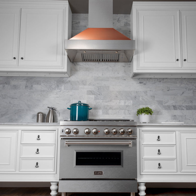 ZLINE Ducted Fingerprint Resistant Stainless Steel Range Hood with Copper Shell (8654C)