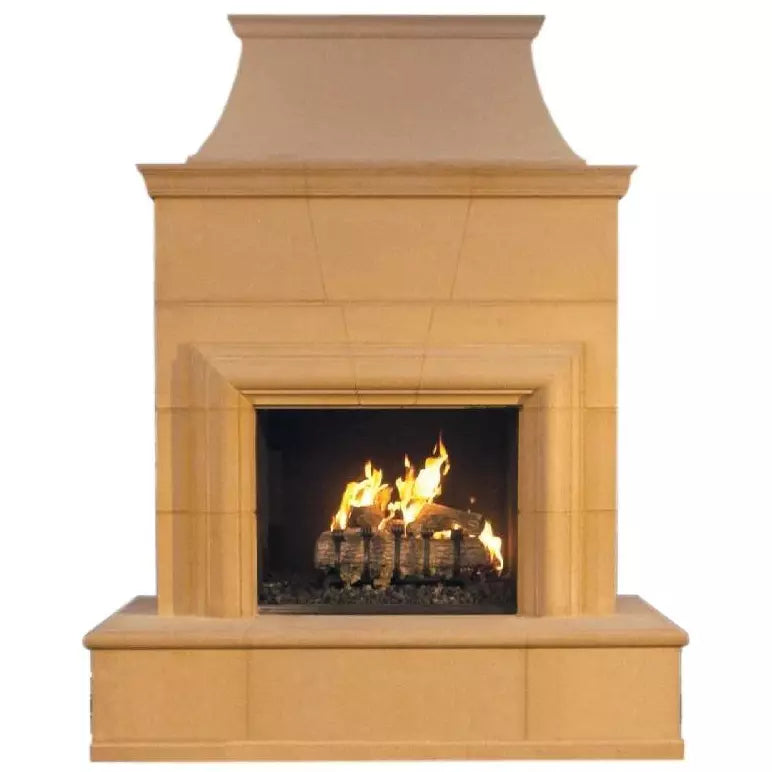 American Fyre Designs 022-20-A-CB-LUC 95 Inch Vented Free-Standing Outdoor Cordova Fireplace, 16 Inch Rectangle Bullnose, Hearth and Body