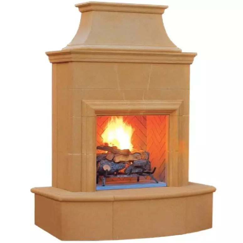 American Fyre Designs 025-03-N-SM-RBC 84 Inch Vented Free-Standing Outdoor Petite Cordova Fireplace, 16 Inch Roundover Bullnose, No Recess