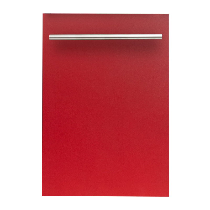 ZLINE 18 in. Compact Top Control Dishwasher with Red Matte Panel and Modern Style Handle, 52 dBa (DW-RM-H-18)