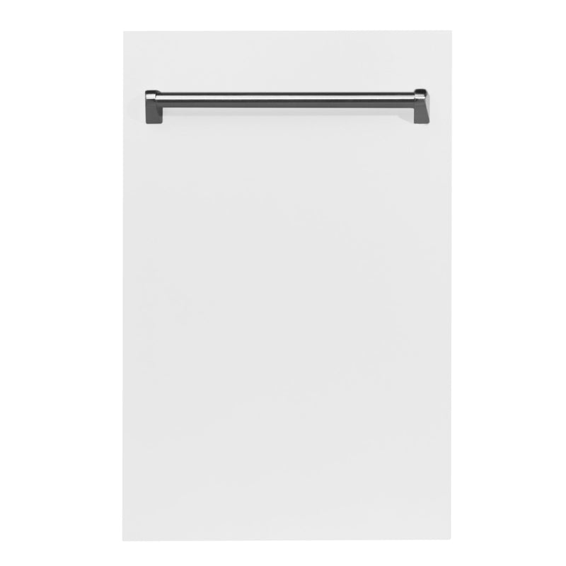 ZLINE 18 in. Compact Top Control Dishwasher with White Matte Panel and Traditional Handle, 52dBa (DW-WM-18)