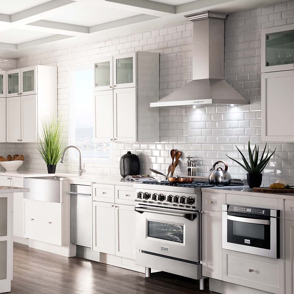 ZLINE 36 in. Dual Fuel Range with Gas Stove and Electric Oven in Stainless Steel with Brass Burners (RA-BR-36)