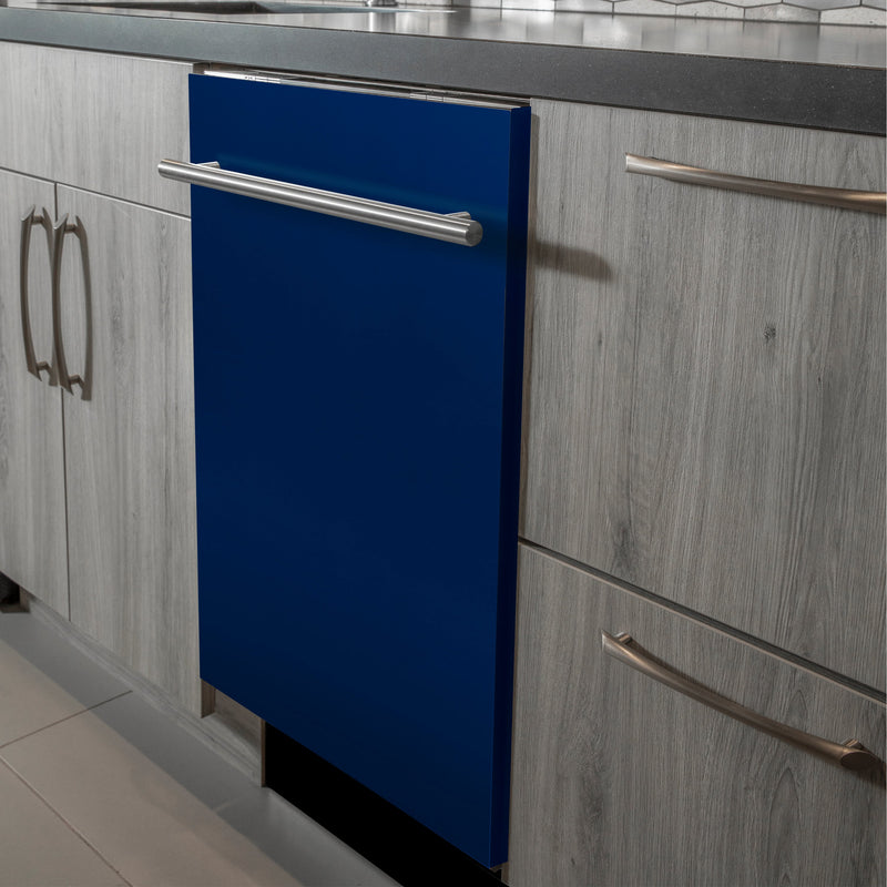 ZLINE 24 in. Top Control Dishwasher in Blue Gloss and Modern Style Handle, 52dBa (DW-BG-H-24)
