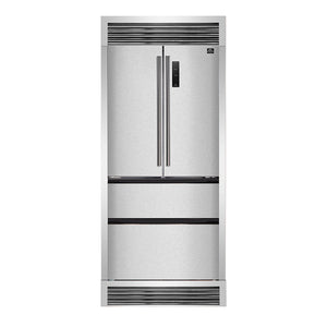 FORNO Bovino 33" French Door Refrigerator in Stainless Steel, 19cuft with Built-in style Grille Trim Kit - FFFFD1907-37SG