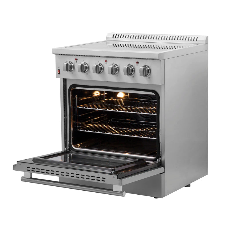 Forno 3-Piece Appliance Package - 30-Inch Electric Range, Pro-Style Refrigerator, and Dishwasher in Stainless Steel