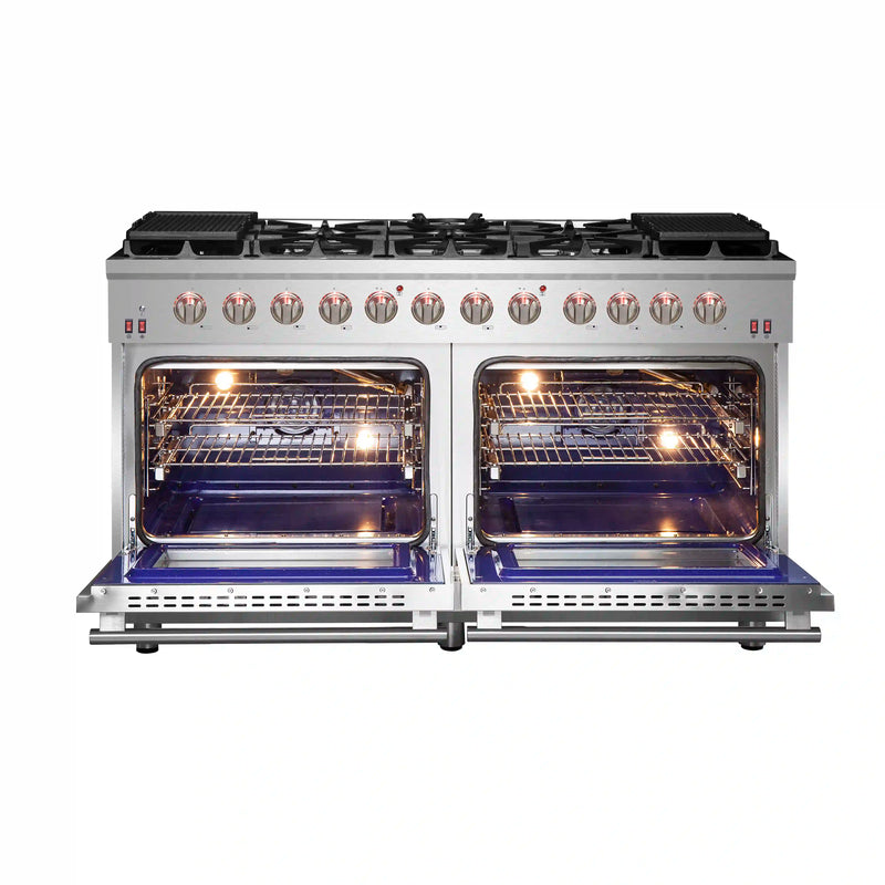 Forno Massimo 60-Inch Freestanding Gas Range in Stainless Steel (FFSGS6239-60)