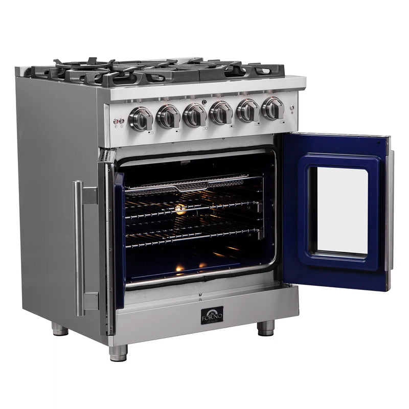 Forno Massimo 30-Inch Freestanding French Door Gas Range in Stainless Steel (FFSGS6439-30)