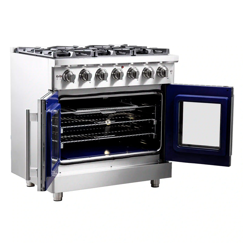 Forno Massimo 36-Inch Freestanding French Door Gas Range in Stainless Steel (FFSGS6439-36)