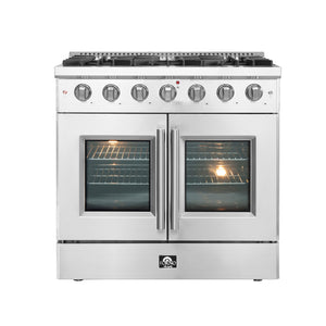 Forno 36″ Vittorio French Door Freestanding Gas Range with 6 Sealed Burners - FFSGS6444-36