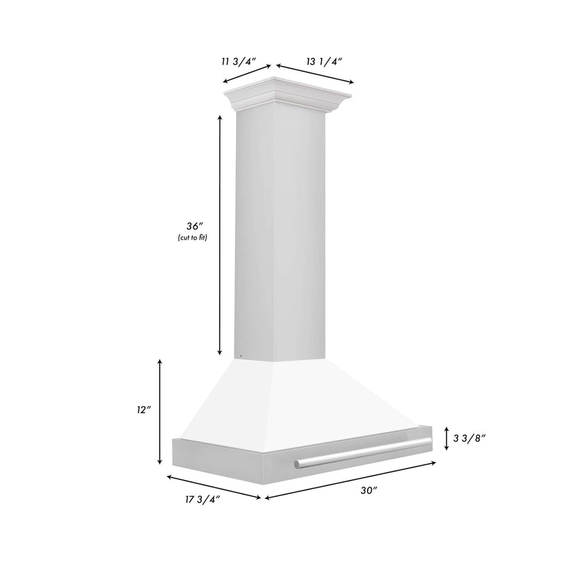 ZLINE 30 in. Stainless Steel Range Hood with Stainless Steel Handle and Colored Shell Options (KB4STX-30)