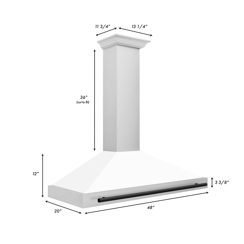 ZLINE 48 in. Autograph Edition Stainless Steel Range Hood with White Matte Shell and Accents (KB4STZ-WM48)