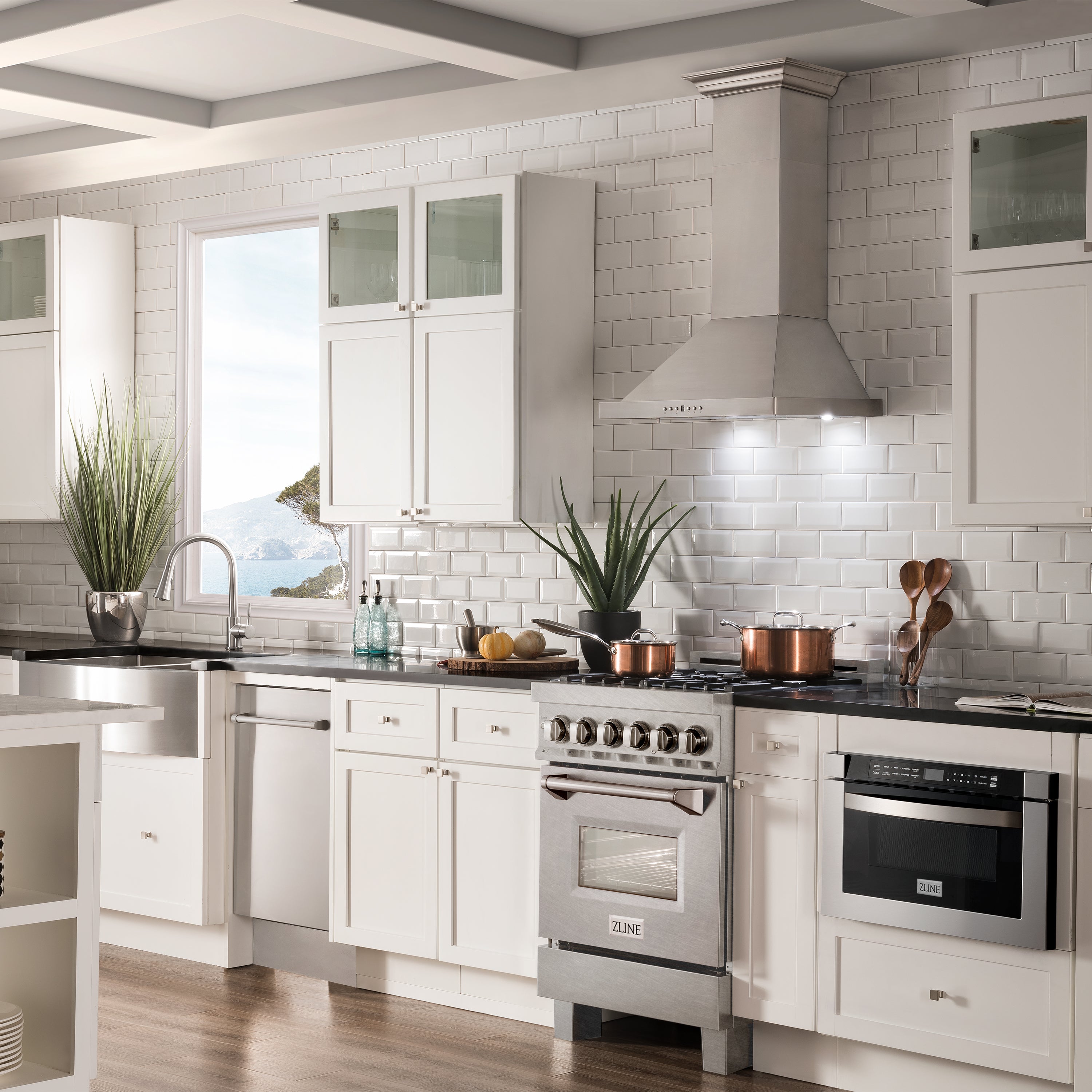 ZLINE 24 in. Professional Dual Fuel Range in Fingerprint Resistant Stainless Steel with Brass Burners (RAS-SN-BR-24)