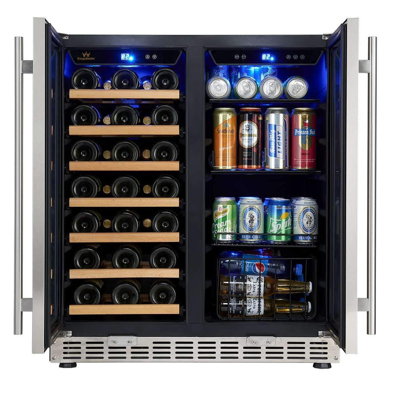 Kings Bottle 30" Under Counter Low-E Glass Door Wine and Beer Cooler Combo KBUSF66BW-BP