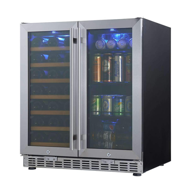 Kings Bottle 30" Under Counter Low-E Glass Door Wine and Beer Cooler Combo KBUSF66BW-SS