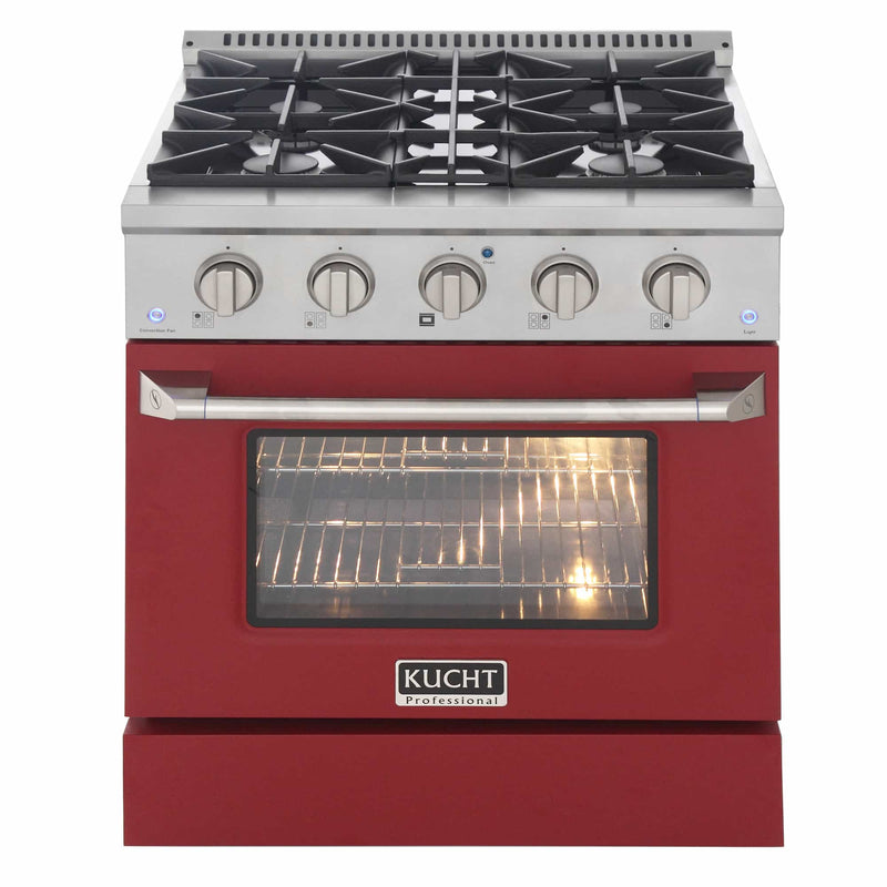 Kucht 30-Inch Pro-Style Dual Fuel Range in Stainless Steel with Red Oven Door (KDF302-R)