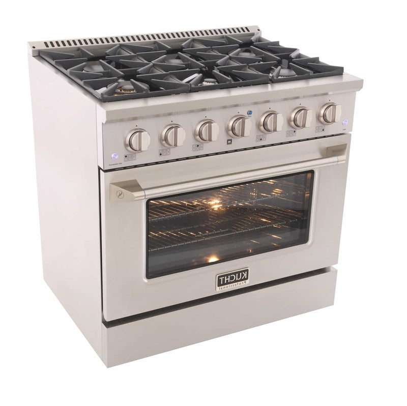 Kucht 36-Inch Pro-Style Dual Fuel Range in Stainless Steel (KDF362-S)