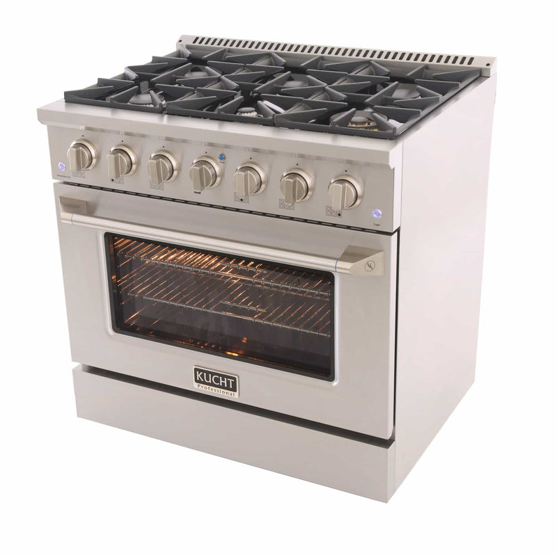 Kucht 36-Inch Pro-Style Dual Fuel Range in Stainless Steel (KDF362-S)