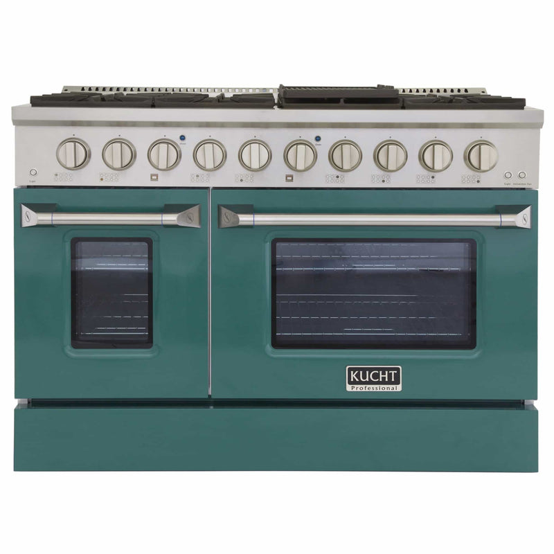 Kucht 48-Inch Pro-Style Dual Fuel Range in Stainless Steel with Green Oven Door (KDF482-G)