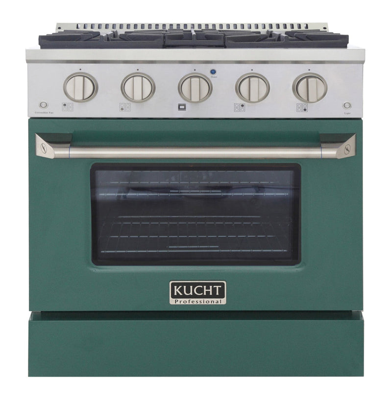 Kucht 30-Inch Pro-Style Dual Fuel Range in Stainless Steel with Green Oven Door (KDF302-G)