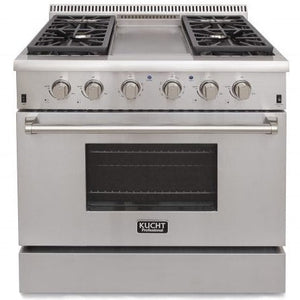 Kucht 36 in. 5.2 cu. ft. Professional All Gas Range in Stainless Steel and Accents KRG3609U