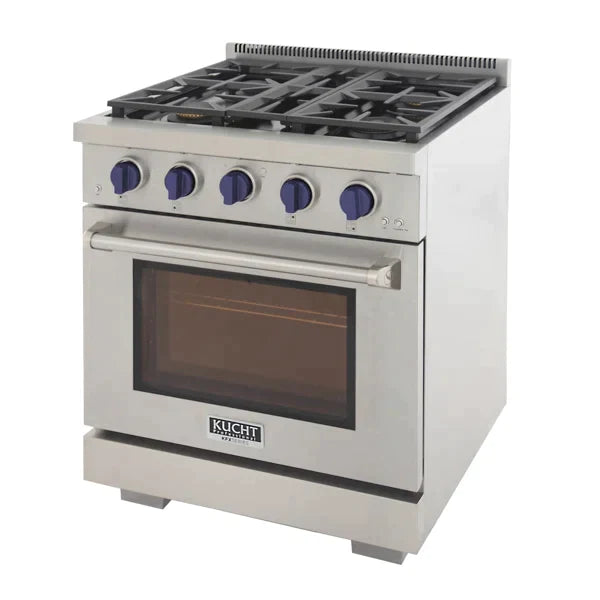 Kucht 30-Inch Gas Range in Stainless Steel with Blue Knob (KFX300-B)