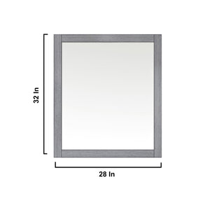 Lexora Jacques 30" Distressed Grey Single Vanity, no Top and 28" Mirror LJ342230SD00M28