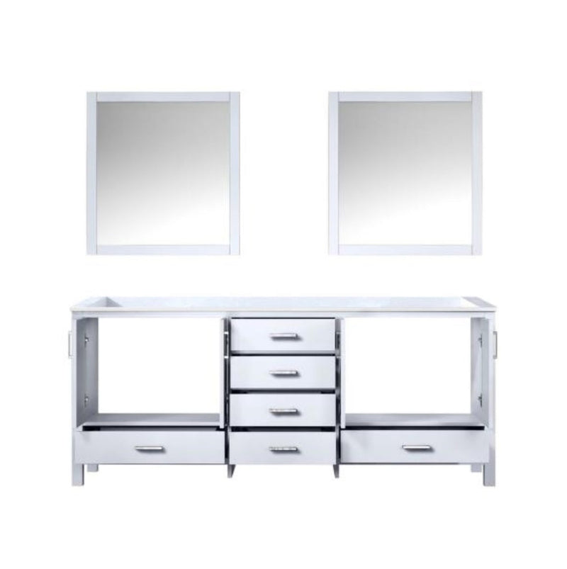 Lexora  Jacques 80" White Double Vanity, no Top and 30" Mirrors LJ342280DA00M30