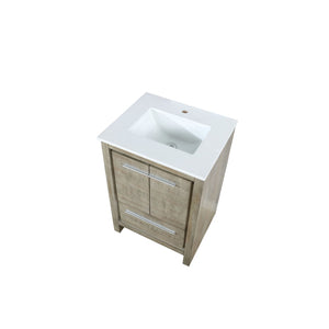 Lexora Lafarre 24" Rustic Acacia Bathroom Vanity, White Quartz Top, and White Square Sink LLF24SKSOS000