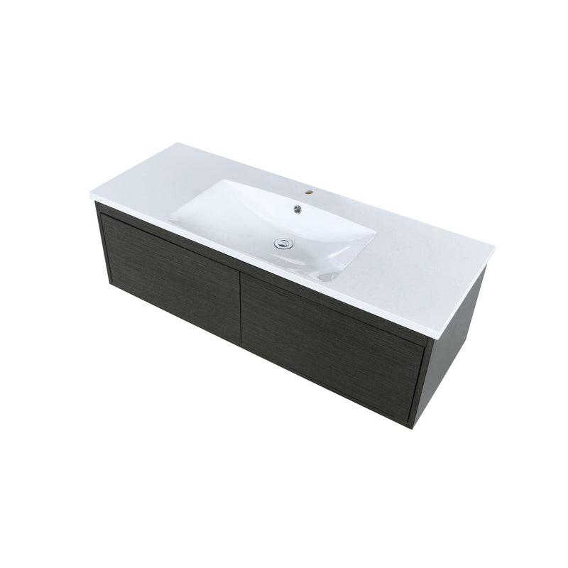 Lexora Sant 48" Iron Charcoal Bathroom Vanity and Acrylic Composite Top with Integrated Sink LS48SRAIS000
