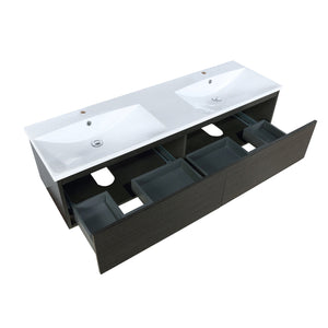 Lexora Sant 60" Iron Charcoal Double Bathroom Vanity and Acrylic Composite Top with Integrated Sinks LS60DRAIS000