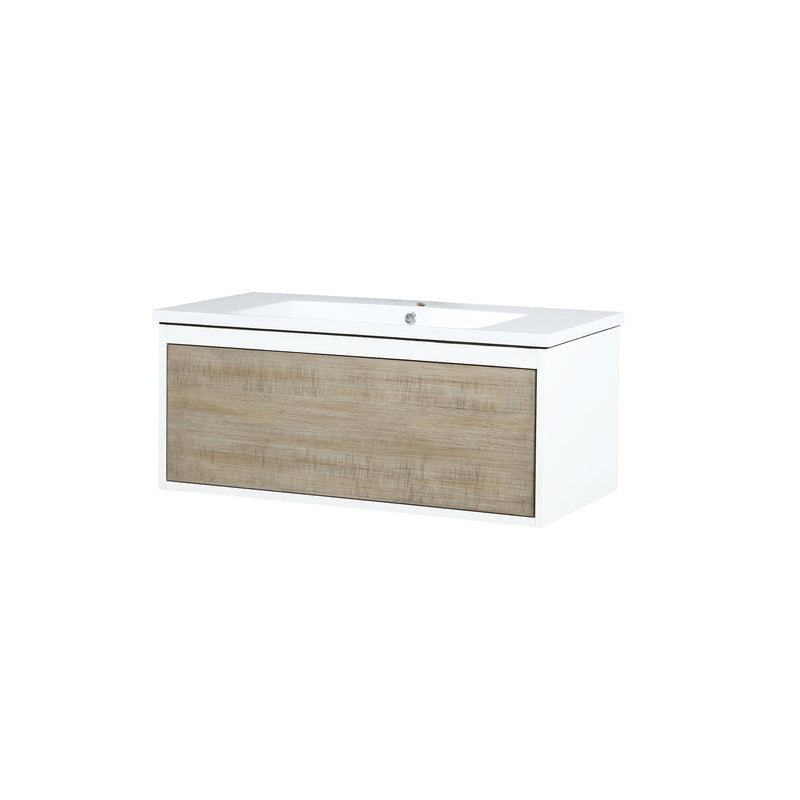 Lexora Scopi 36" Rustic Acacia Bathroom Vanity and Acrylic Composite Top with Integrated Sink LSC36SRAOS000