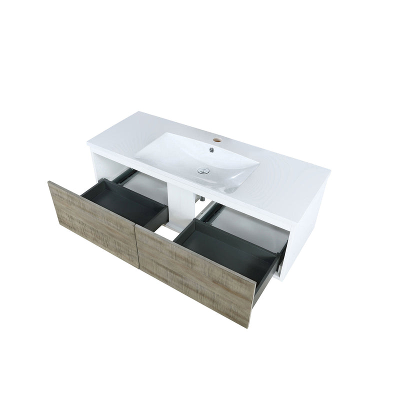 Lexora Scopi 48" Rustic Acacia Bathroom Vanity and Acrylic Composite Top with Integrated Sink LSC48SRAOS000