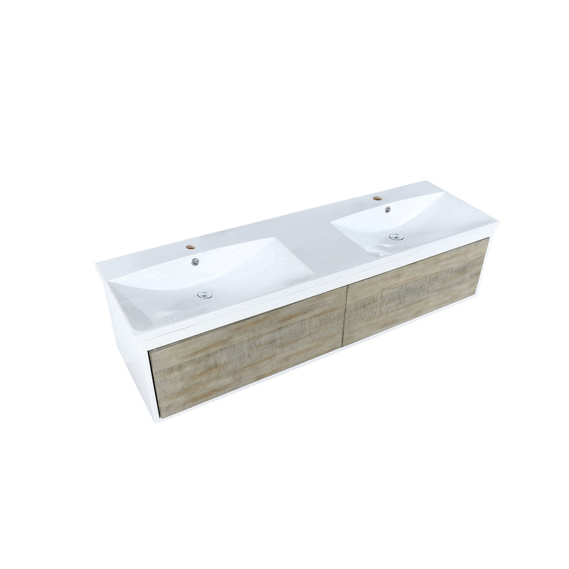 Lexora Scopi 60" Rustic Acacia Double Bathroom Vanity and Acrylic Composite Top with Integrated Sinks LSC60DRAOS000