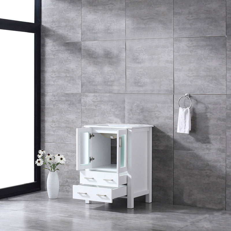 Lexora  Volez 24" White Single Vanity, Integrated Top, White Integrated Square Sink and no Mirror LV341824SAES000