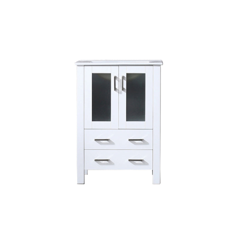 Lexora  Volez 24" White Single Vanity, Integrated Top, White Integrated Square Sink and no Mirror LV341824SAES000