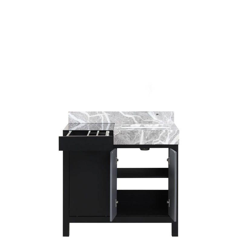 Lexora Zilara 36" Black and Grey Vanity, Castle Grey Marble Top, and White Square Sink - LZ342236SLIS000