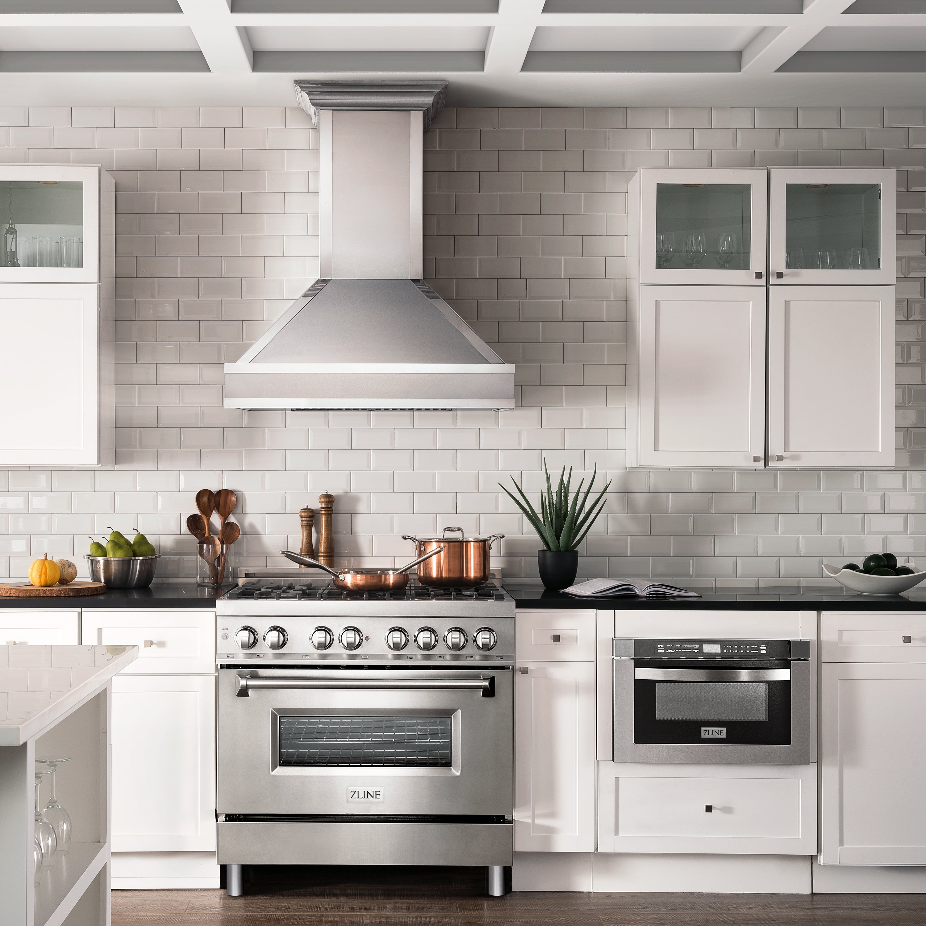 ZLINE 36 in. Dual Fuel Range with Gas Stove and Electric Oven in Stainless Steel with Brass Burners (RA-BR-36)