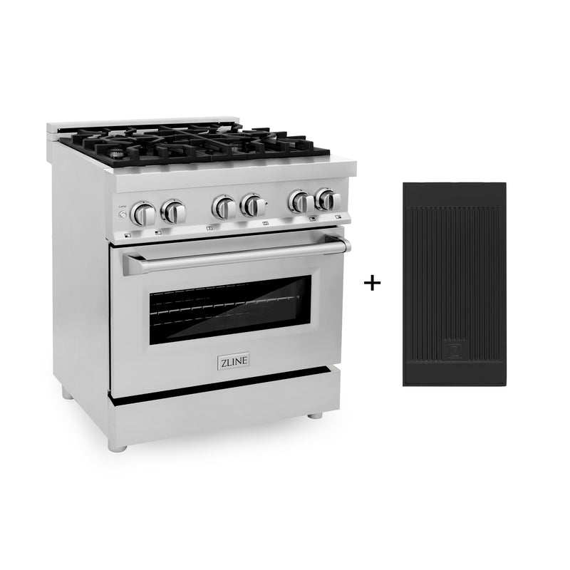 ZLINE 30 in. 4.0 cu. ft. Electric Oven and Gas Cooktop Dual Fuel Range with Griddle in Stainless Steel (RA-GR-30)