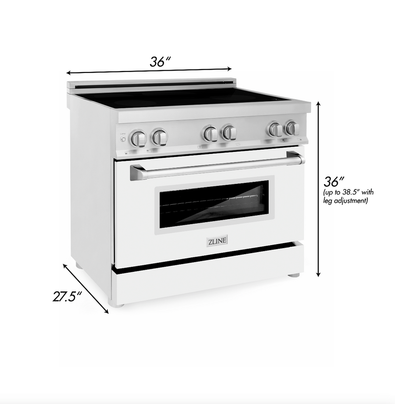 ZLINE 36 in. 4.6 cu. ft. Induction Range with a 4 Element Stove and Electric Oven with White Matte Door (RAIND-WM-36)