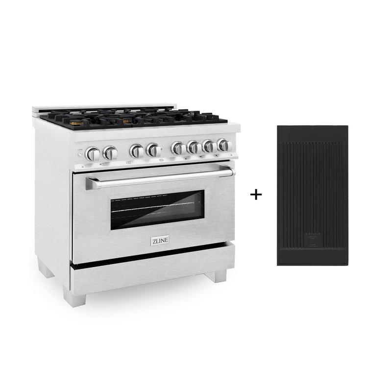 ZLINE 36 in. Professional Dual Fuel Range in Fingerprint Resistant Stainless Steel with Brass Burners and Reversible Griddle (RAS-SN-BR-GR-36)