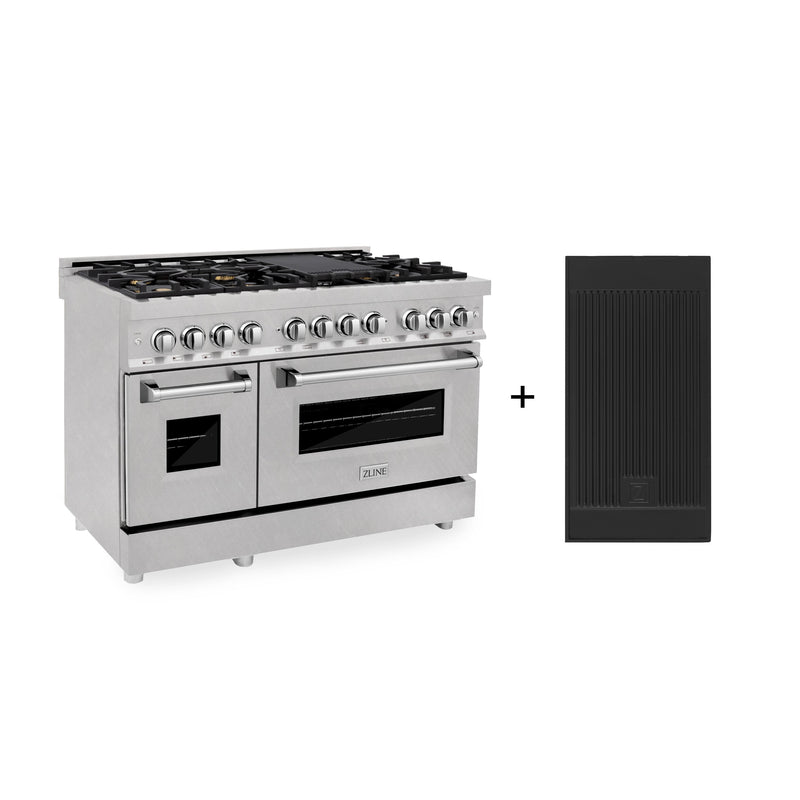 ZLINE 48 in. 6.0 cu. ft. Electric Oven and Gas Cooktop Dual Fuel Range with Griddle and Brass Burners in Fingerprint Resistant Stainless (RAS-SN-BR-GR-48)