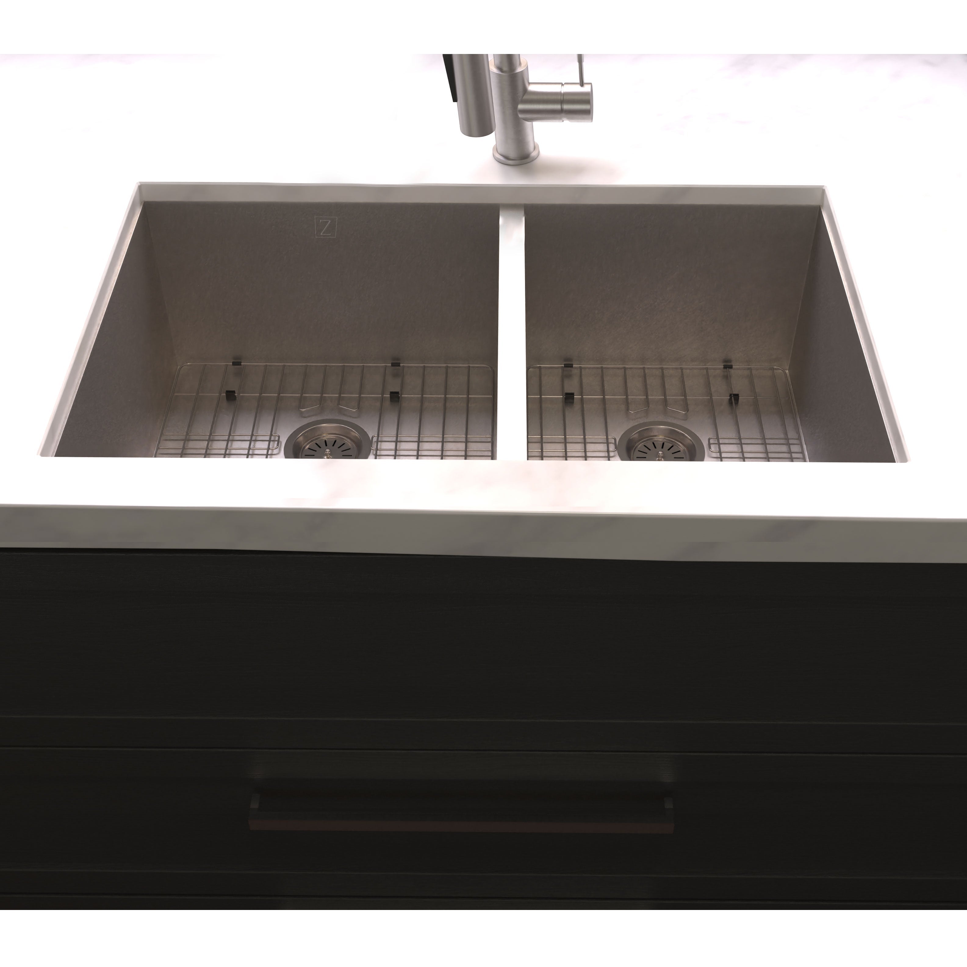 ZLINE 36 in. Chamonix Undermount Double Bowl Kitchen Sink with Bottom Grid (SR60D-36)