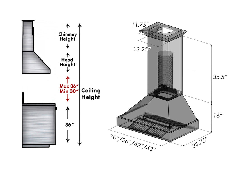 ZLINE Ducted Fingerprint Resistant Stainless Steel Range Hood with Copper Shell (8654C)