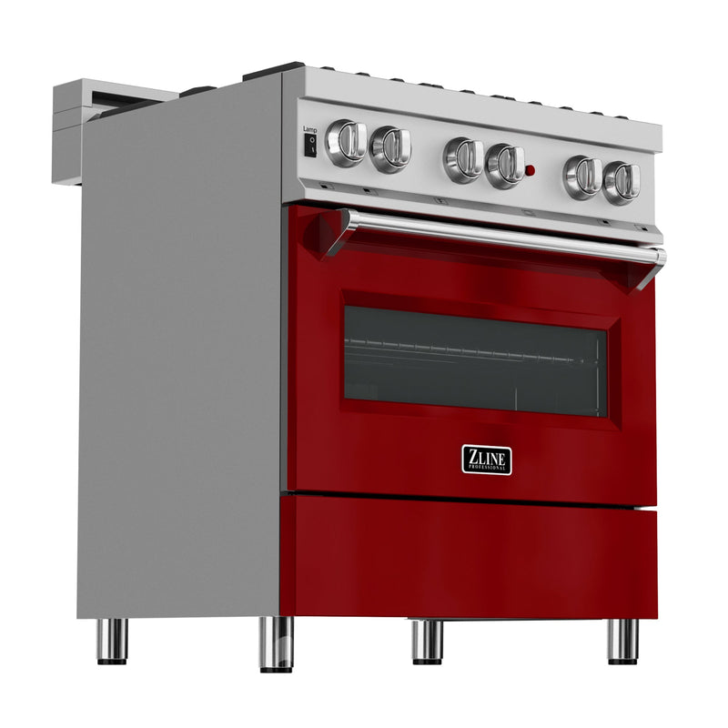 ZLINE 36 in. Professional Dual Fuel Range in Fingerprint Resistant Stainless Steel with Red Gloss Door (RAS-RG-36)