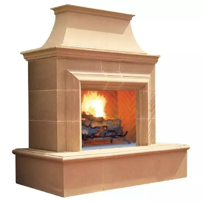 American Fyre Designs 123-20-N-CB-RBC 82 Inch Vent-Free Free-Standing Outdoor Reduced Cordova Fireplace, Cafe Blanco, Key Value on the RIGHT/Gas