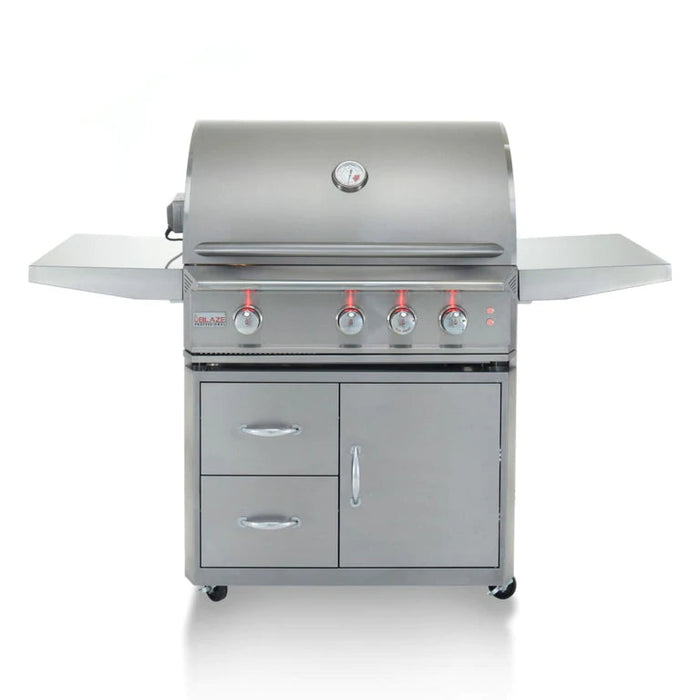 Blaze Professional 34 in. 3 Burner Built-In Propane Gas Grill with Grill Cart - AP-BLZ-3PRO-LP